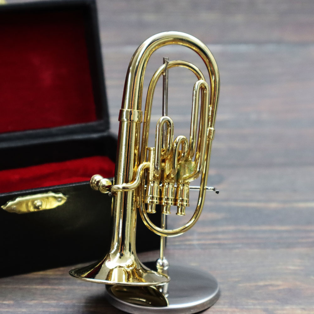 ミニチュア楽器 1/6スケール バリトン ゴールド 専用ケース＆スタンド付き の画像