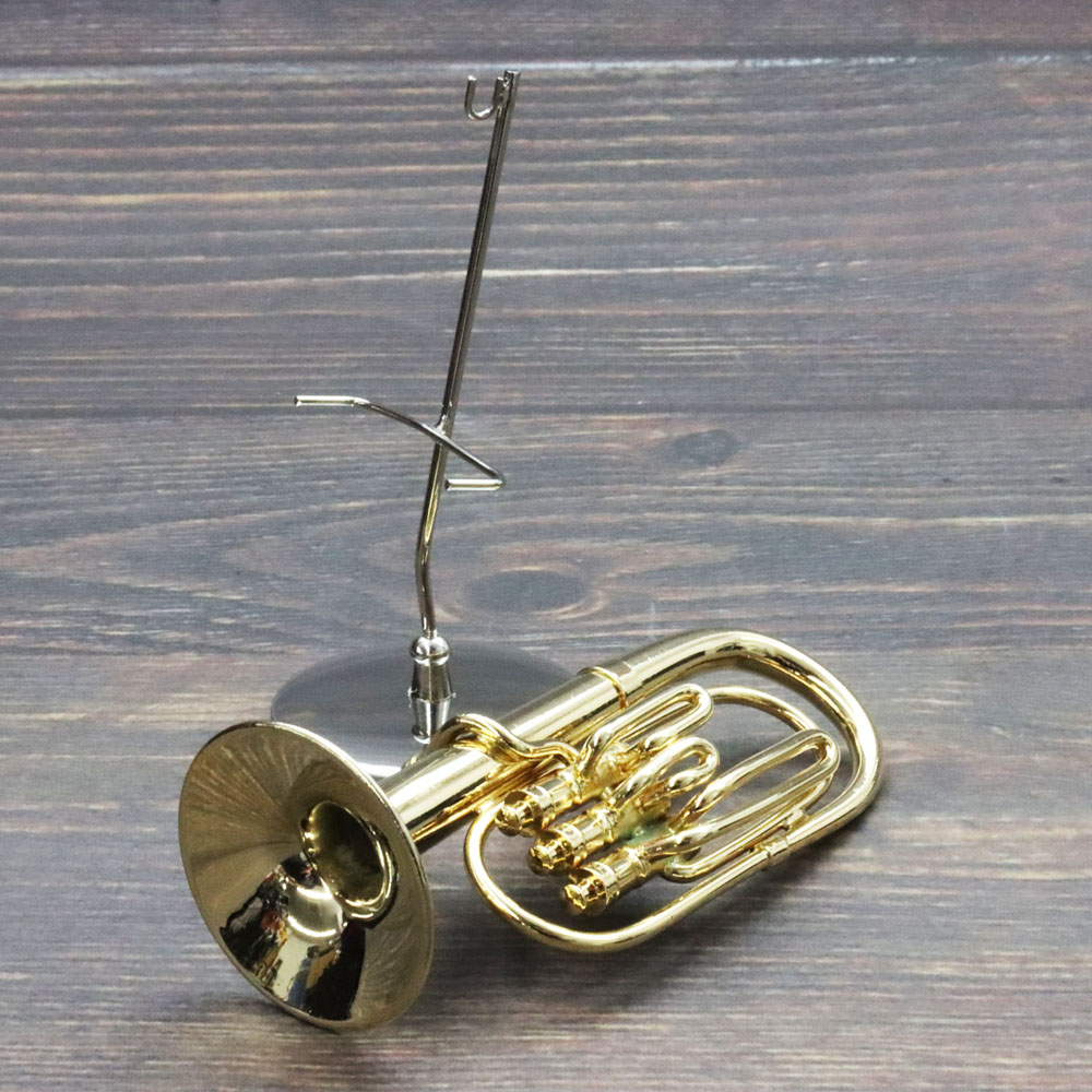 ミニチュア楽器 1/6スケール バリトン ゴールド 専用ケース＆スタンド付き の画像