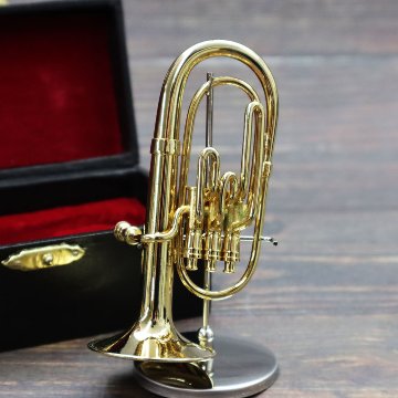 ミニチュア楽器 1/6スケール バリトン ゴールド 専用ケース＆スタンド付き の画像