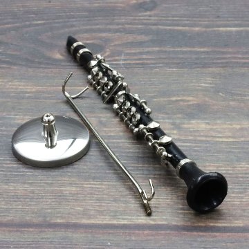ミニチュア楽器 1/6スケール クラリネット 専用ケース＆スタンド付き の画像