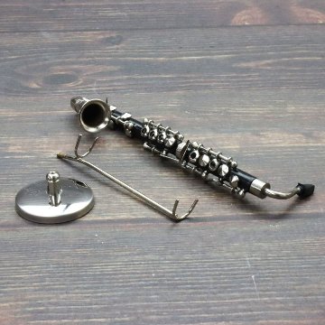 ミニチュア楽器 1/6スケール バスクラリネット 専用ケース＆スタンド付き の画像