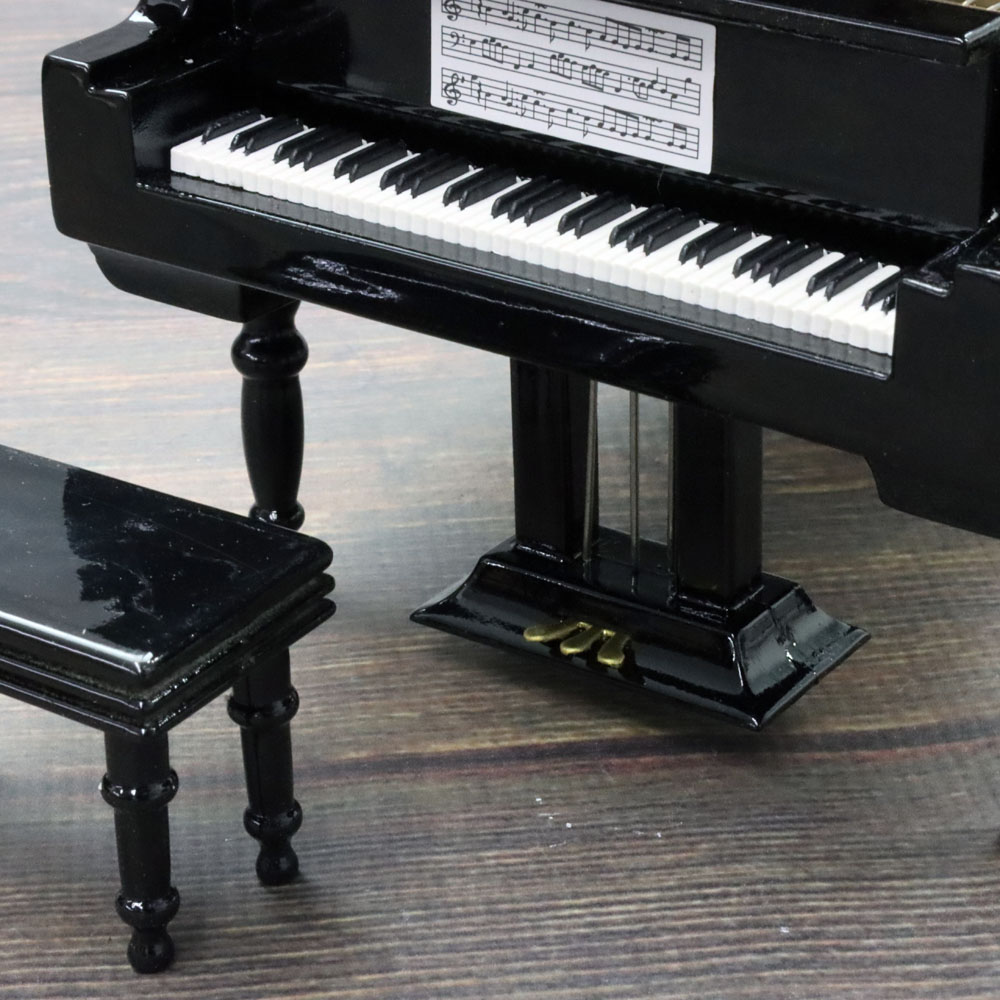 ミニチュア楽器 グランドピアノ ブラック 全長18cm 専用ケース付き の画像