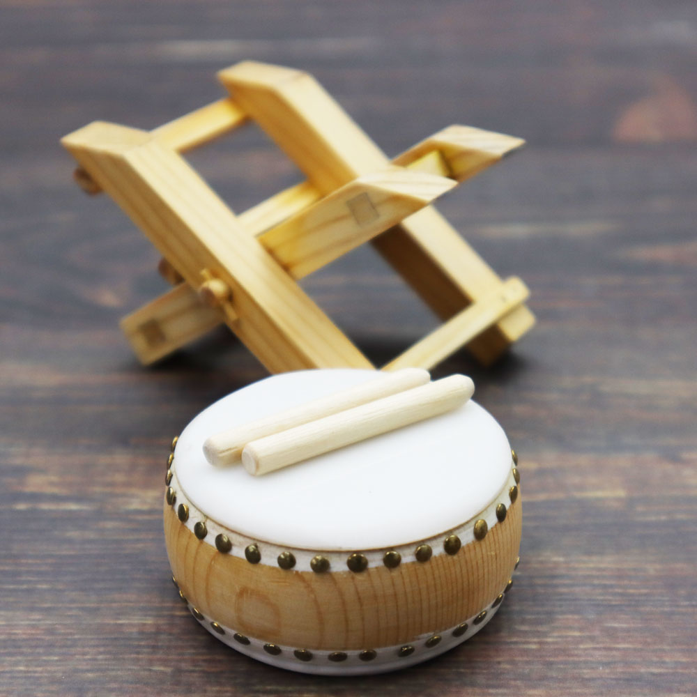 ミニチュア 和楽器 1/12 スケール 平太鼓 専用ケース＆スタンド付き の画像