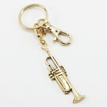 ミニチュア 楽器 トランペット キーホルダー ゴールドの画像