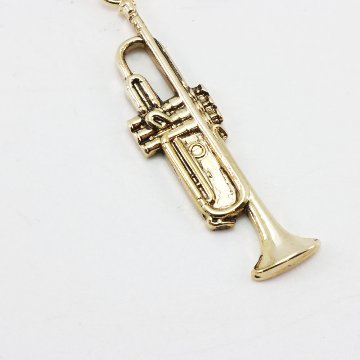 ミニチュア 楽器 トランペット キーホルダー ゴールドの画像