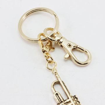 ミニチュア 楽器 トランペット キーホルダー ゴールドの画像