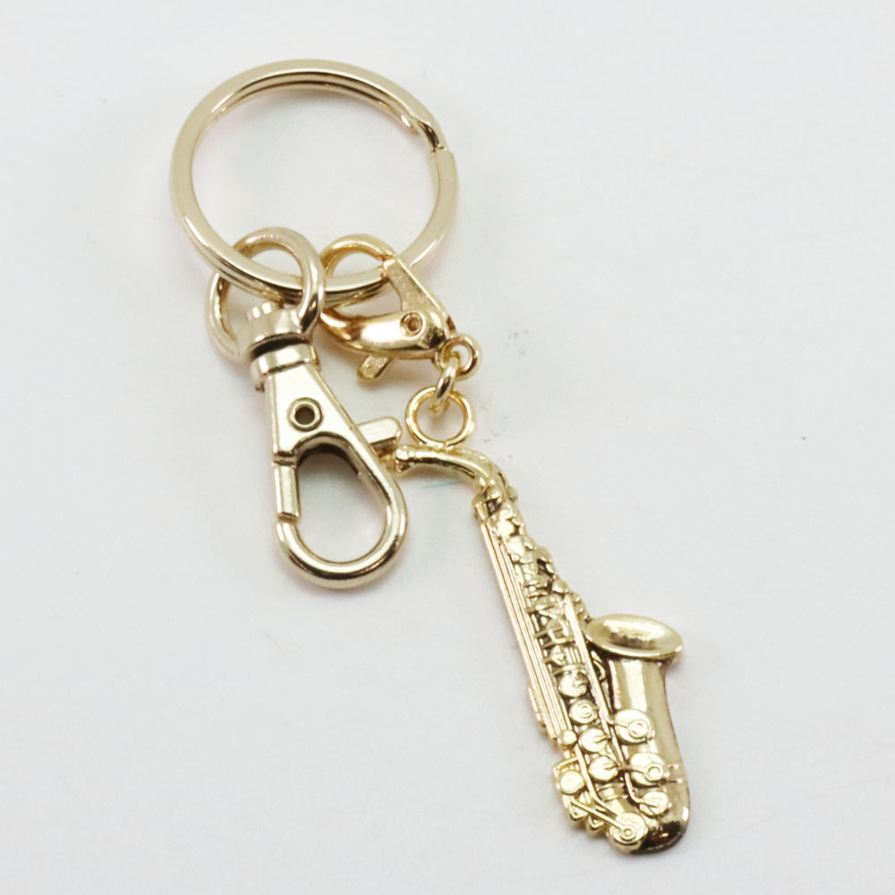 ミニチュア 楽器 アルト サックス キーホルダー ゴールドの画像
