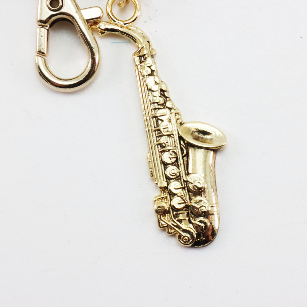 ミニチュア 楽器 アルト サックス キーホルダー ゴールドの画像
