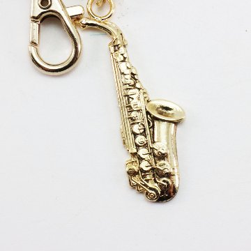 ミニチュア 楽器 アルト サックス キーホルダー ゴールドの画像