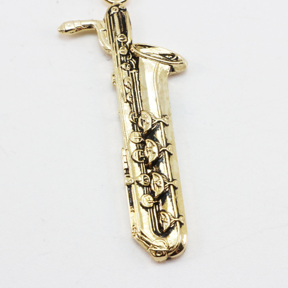 ミニチュア 楽器 バリトン サックス キーホルダー ゴールドの画像