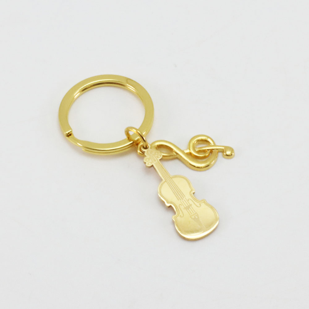 ミニチュア 楽器 バイオリン キーホルダー ゴールドの画像