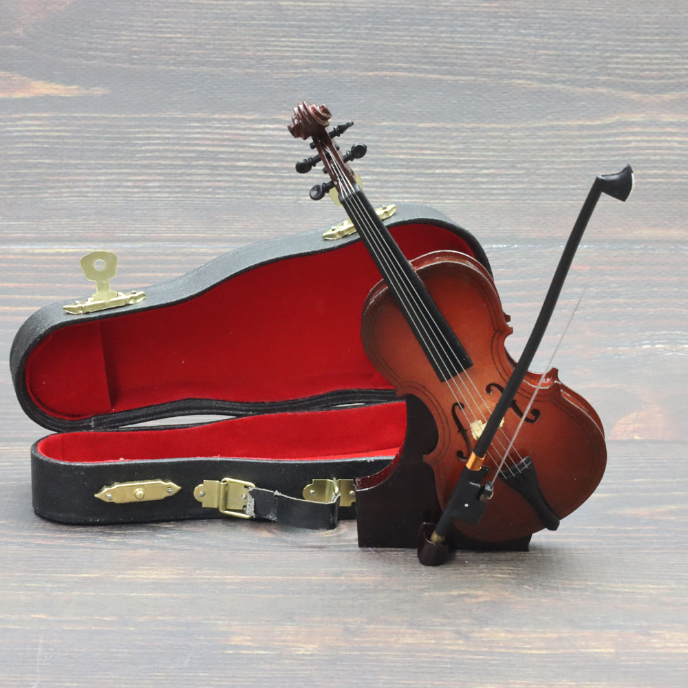 ミニチュア楽器 チェロ 全長15cm 専用ケース＆スタンド付きの画像
