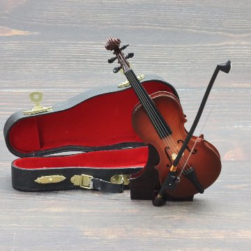 ミニチュア楽器 チェロ 全長15cm 専用ケース＆スタンド付きの画像