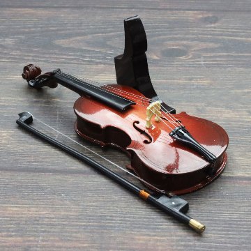 ミニチュア楽器 チェロ 全長15cm 専用ケース＆スタンド付きの画像