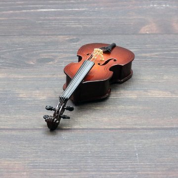 ミニチュア楽器 コントラバス 全長14cm 専用ケース＆スタンド付きの画像