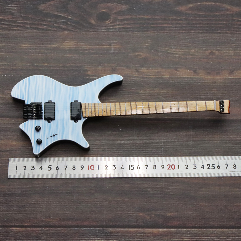 Musical Story 1/3 スケール ミニチュア 楽器 ヘッドレス ギター ライトブルーの画像
