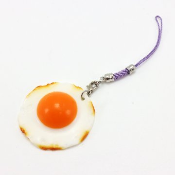 ミニチュア フード アクセサリー ストラップ 目玉焼きの画像