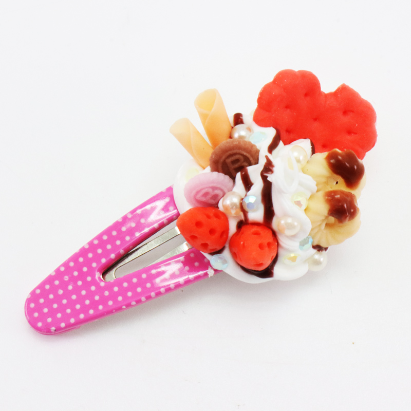 ミニチュア フード アクセサリー ヘアクリップ オレンジ ビスケット パフェの画像