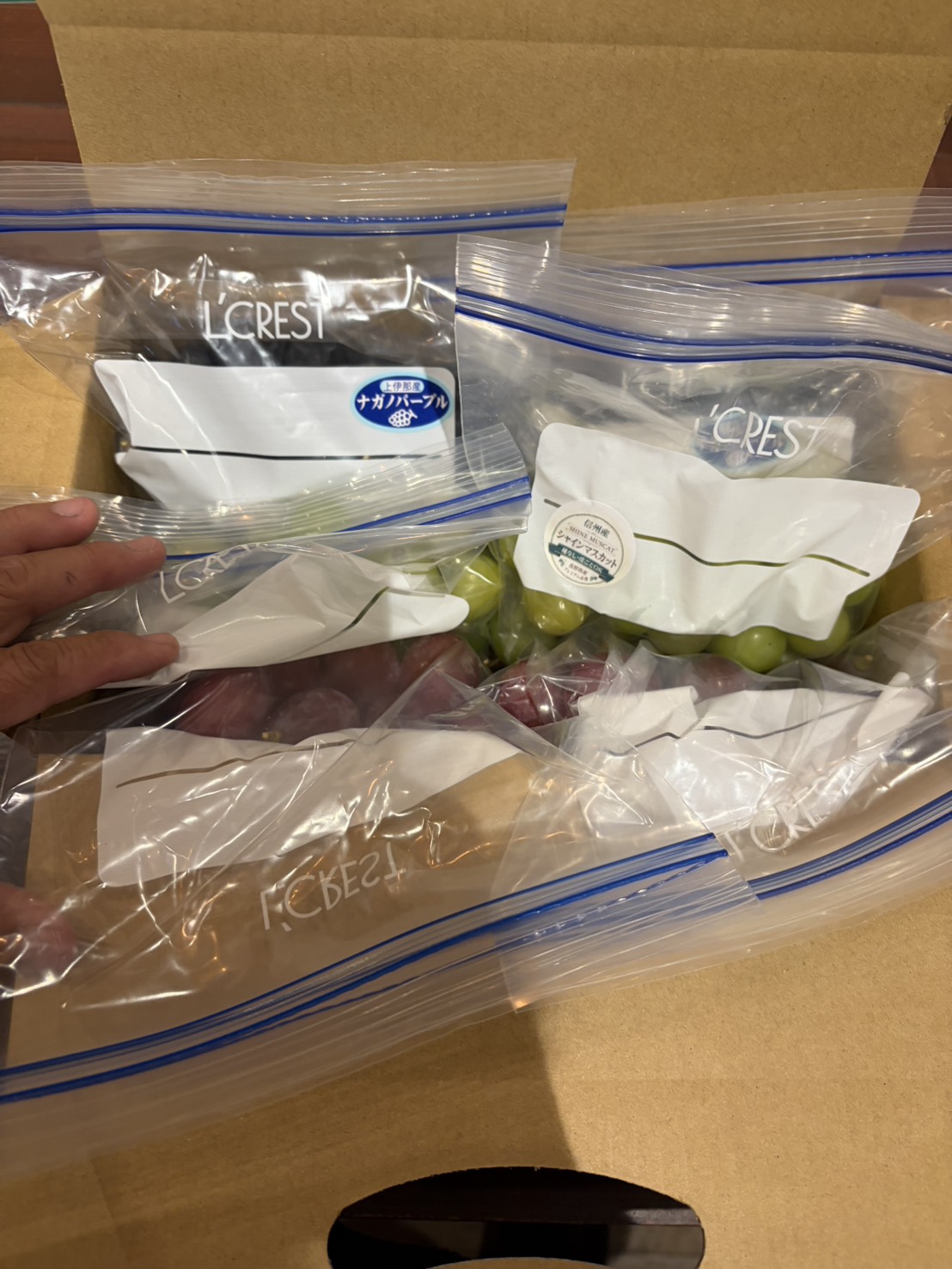 新鮮粒ぶどう詰め合わせ1ｋｇ（ナガノパープル・シャインマスカット・クインニーナ）の画像