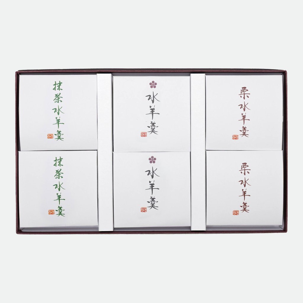 水羊羹・抹茶水羊羹 ・栗水羊羹化粧箱6個入の画像