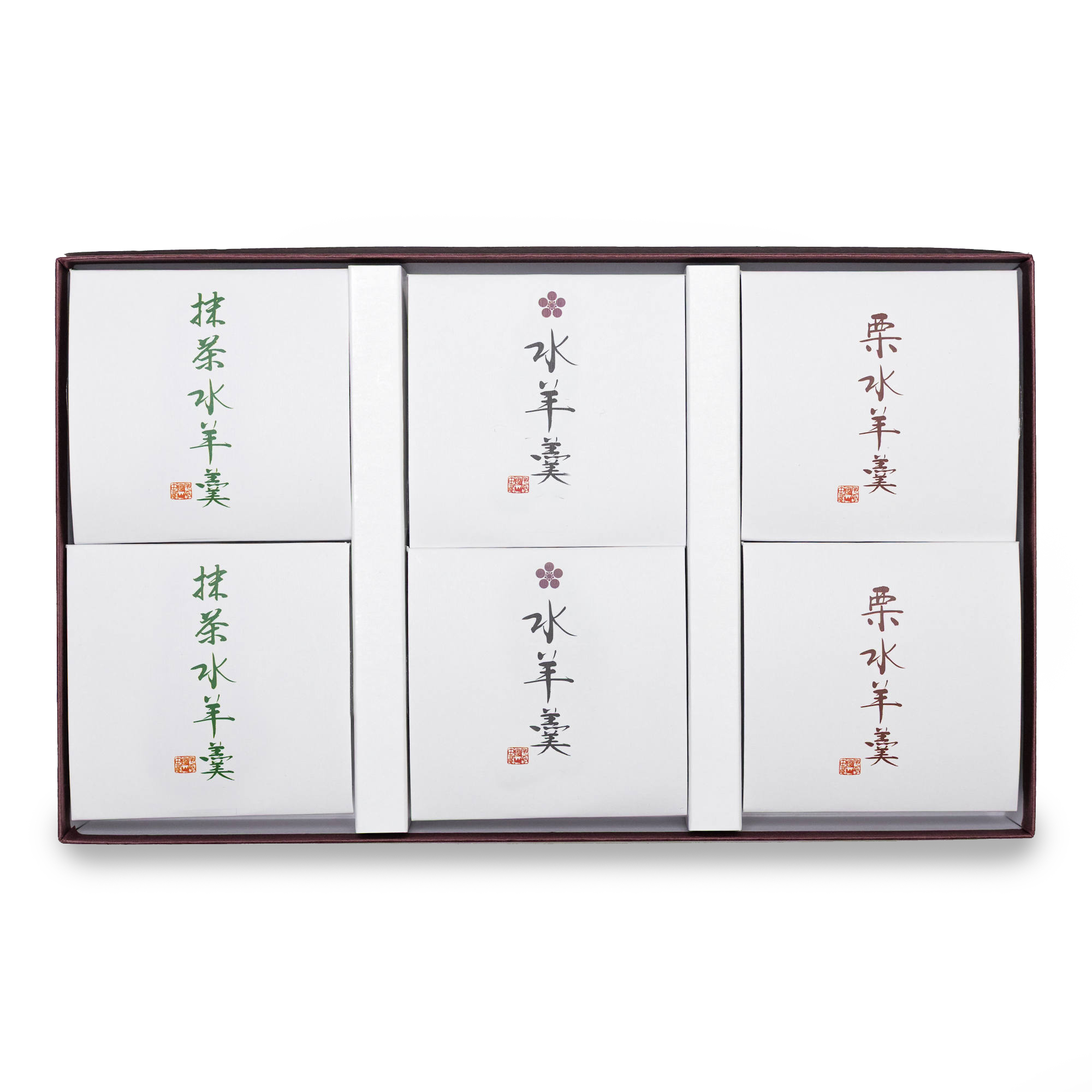 水羊羹三種詰合せ化粧箱6個入の画像
