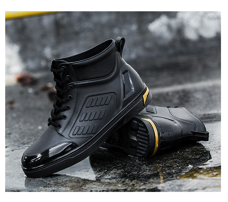 レインシューズ メンズ ショート スニーカー 雨靴 完全防水画像