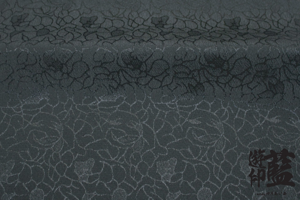 ポリエステルチリメンジャガード40cm単位売り・・・＜花柄（大）10ブラック＞の画像