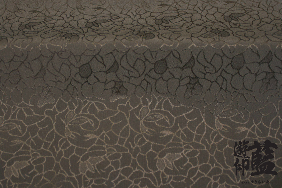 ポリエステルチリメンジャガード40cm単位売り・・・＜花柄（大） 26ブラウン＞の画像