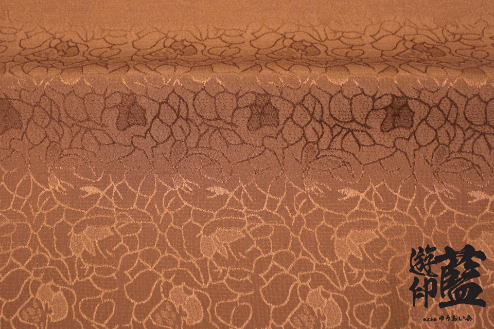 ポリエステルチリメンジャガード40cm単位売り・・・＜花柄（大） 29オレンジ＞の画像