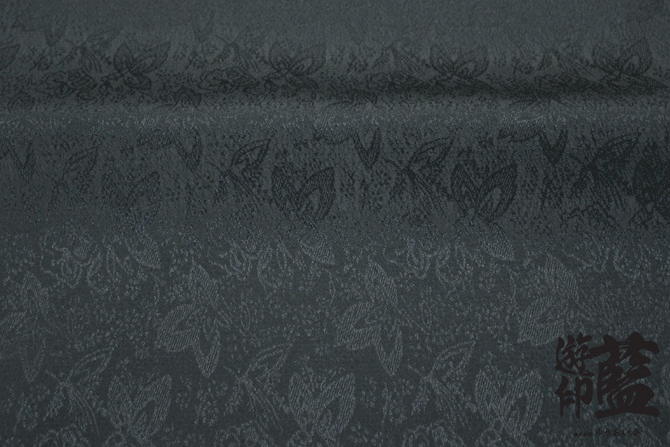 ポリエステルチリメンジャガード40cm単位売り・・・＜フラワーズ　06ブラック＞の画像